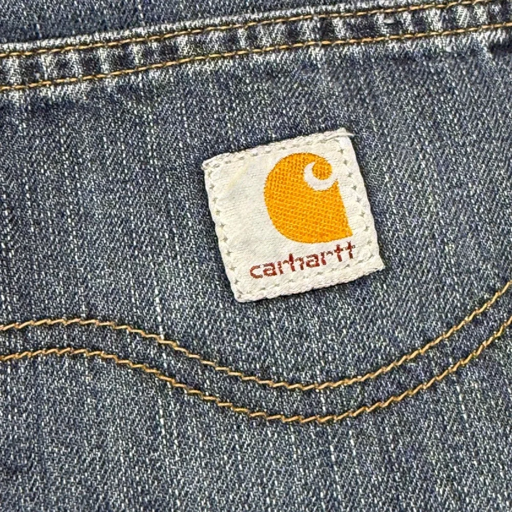 Carhartt Relaxed Fit Jeans Mens Denim‎ Blue Work Pants Size 38x27 Hemmed